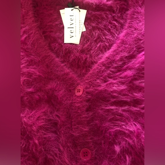 🥳B-DAY SALE❤️VELVET BY GRAHAM & SPENCER Magenta Kelsey Sweater - Picture 6 of 9